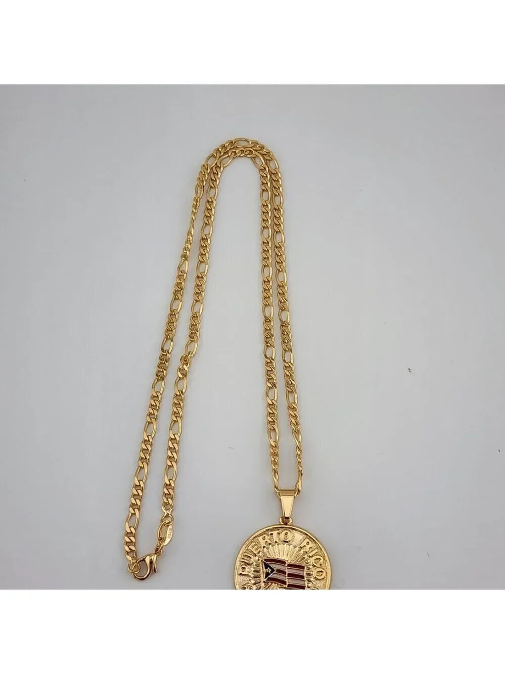 Brand New Brazilian 18k Gold Filled Puerto Rico Round Necklace